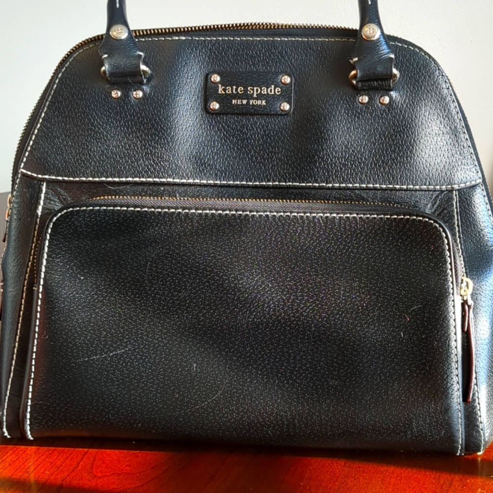Kate Spade black leather medium sized tote